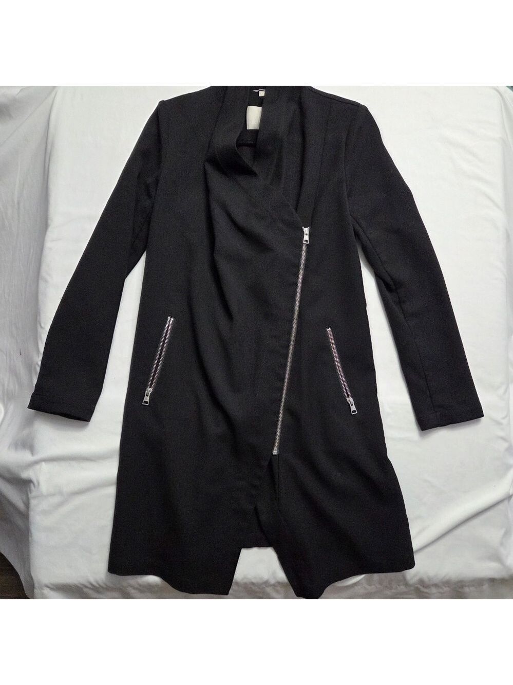 Soia Kyo Black Moto Jacket Asymmetrical Drape Small